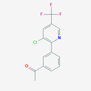 molecular formula C14H9ClF3NO B1436285 1-(3-(3-Chloro-5-(trifluoromethyl)pyridin-2-yl)phenyl)ethanone CAS No. 1823183-82-9