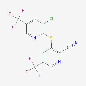 molecular formula C13H4ClF6N3S B1436286 3-((3-氯-5-(三氟甲基)吡啶-2-基)硫代)-5-(三氟甲基)吡啶腈 CAS No. 1823183-37-4