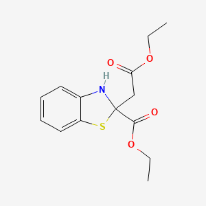 molecular formula C14H17NO4S B14362892 Ethyl 2-(2-ethoxy-2-oxoethyl)-2,3-dihydro-1,3-benzothiazole-2-carboxylate CAS No. 92906-70-2