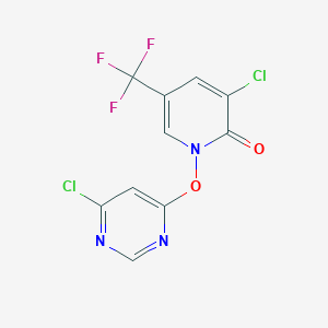 molecular formula C10H4Cl2F3N3O2 B1436291 3-氯-1-((6-氯嘧啶-4-基)氧基)-5-(三氟甲基)吡啶-2(1H)-酮 CAS No. 1823183-84-1