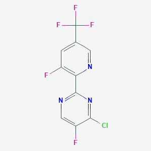 molecular formula C10H3ClF5N3 B1436293 4-Chloro-5-fluoro-2-(3-fluoro-5-(trifluoromethyl)pyridin-2-yl)pyrimidine CAS No. 1823188-21-1