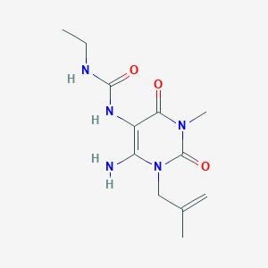 molecular formula C12H19N5O3 B14362934 N-[6-Amino-3-methyl-1-(2-methylprop-2-en-1-yl)-2,4-dioxo-1,2,3,4-tetrahydropyrimidin-5-yl]-N'-ethylurea CAS No. 91637-37-5
