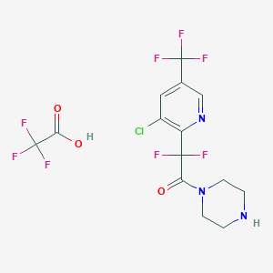 molecular formula C14H12ClF8N3O3 B1436298 2-[3-氯-5-(三氟甲基)吡啶-2-基]-2,2-二氟-1-(哌嗪-1-基)乙-1-酮；三氟乙酸 CAS No. 1823182-52-0