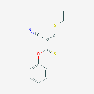 molecular formula C12H11NOS2 B14363223 O-Phenyl 2-cyano-3-(ethylsulfanyl)prop-2-enethioate CAS No. 90279-72-4