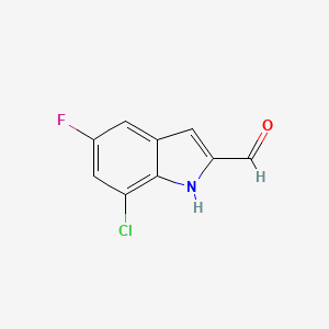 molecular formula C9H5ClFNO B1436324 7-Chloro-5-fluoro-1H-indole-2-carbaldehyde CAS No. 1781033-90-6