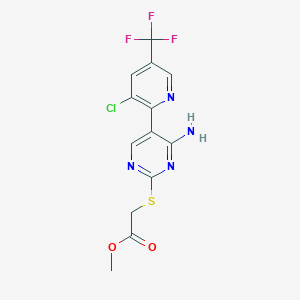 molecular formula C13H10ClF3N4O2S B1436327 Methyl 2-((4-amino-5-(3-chloro-5-(trifluoromethyl)pyridin-2-yl)pyrimidin-2-yl)thio)acetate CAS No. 1823184-37-7