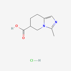 molecular formula C9H13ClN2O2 B1436328 3-methyl-5H,6H,7H,8H-imidazo[1,5-a]pyridine-6-carboxylic acid hydrochloride CAS No. 1785279-53-9