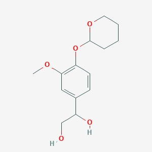 molecular formula C14H20O5 B14363327 1-{3-Methoxy-4-[(oxan-2-yl)oxy]phenyl}ethane-1,2-diol CAS No. 91471-10-2