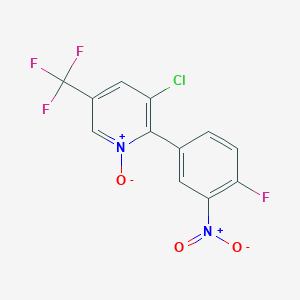 molecular formula C12H5ClF4N2O3 B1436340 3-Chloro-2-(4-fluoro-3-nitrophenyl)-5-(trifluoromethyl)pyridine 1-oxide CAS No. 1823183-86-3