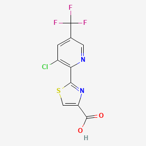 molecular formula C10H4ClF3N2O2S B1436342 2-(3-Chloro-5-(trifluoromethyl)pyridin-2-yl)thiazole-4-carboxylic acid CAS No. 1823182-71-3