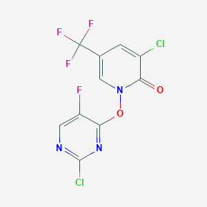 molecular formula C10H3Cl2F4N3O2 B1436351 3-氯-1-((2-氯-5-氟嘧啶-4-基)氧基)-5-(三氟甲基)吡啶-2(1H)-酮 CAS No. 1823183-30-7