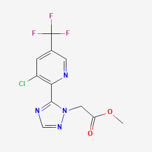 molecular formula C11H8ClF3N4O2 B1436353 2-(5-(3-氯-5-(三氟甲基)吡啶-2-基)-1H-1,2,4-三唑-1-基)乙酸甲酯 CAS No. 1823184-20-8