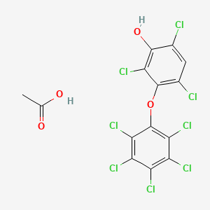 molecular formula C14H6Cl8O4 B14363535 Acetic acid;2,4,6-trichloro-3-(2,3,4,5,6-pentachlorophenoxy)phenol CAS No. 90986-23-5
