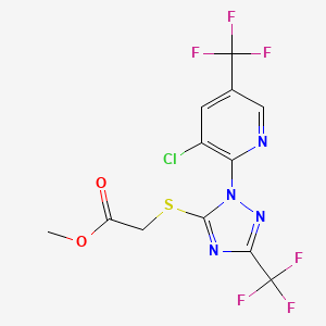 molecular formula C12H7ClF6N4O2S B1436354 methyl 2-((1-(3-chloro-5-(trifluoromethyl)pyridin-2-yl)-3-(trifluoromethyl)-1H-1,2,4-triazol-5-yl)thio)acetate CAS No. 1823188-25-5