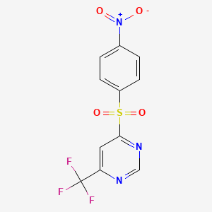 molecular formula C11H6F3N3O4S B1436355 4-((4-Nitrophenyl)sulfonyl)-6-(trifluoromethyl)pyrimidine CAS No. 1823182-87-1