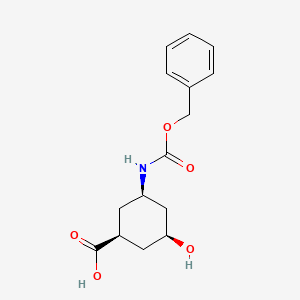 molecular formula C15H19NO5 B1436368 rel-(1S,3R,5S)-3-{[(benzyloxy)carbonyl]amino}-5-hydroxycyclohexane-1-carboxylic acid CAS No. 882855-68-7