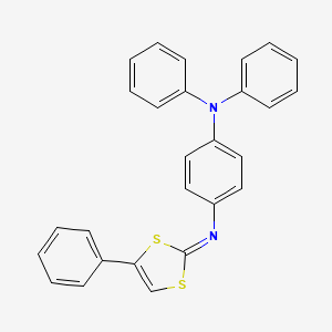 molecular formula C27H20N2S2 B14363699 N,N-Diphenyl-4-[(Z)-(4-phenyl-2H-1,3-dithiol-2-ylidene)amino]aniline CAS No. 92681-78-2