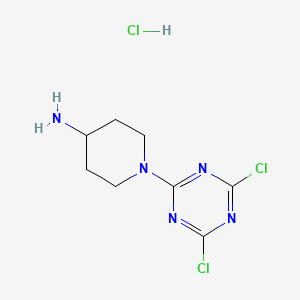 molecular formula C8H12Cl3N5 B1436373 1-(4,6-二氯-1,3,5-三嗪-2-基)哌啶-4-胺盐酸盐 CAS No. 2173107-32-7
