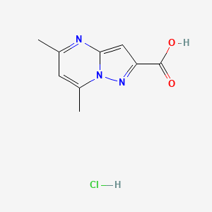 molecular formula C9H10ClN3O2 B1436377 5,7-Dimethylpyrazolo[1,5-a]pyrimidine-2-carboxylic acid hydrochloride CAS No. 2189434-98-6