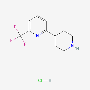 molecular formula C11H14ClF3N2 B1436380 2-(Piperidin-4-yl)-6-(trifluoromethyl)pyridine hydrochloride CAS No. 2169998-41-6