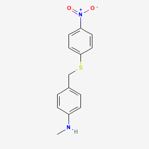 molecular formula C14H14N2O2S B14363867 N-methyl-4-{[(4-nitrophenyl)sulfanyl]methyl}aniline CAS No. 92245-90-4