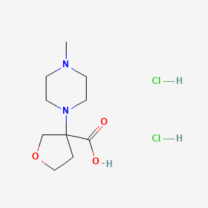 molecular formula C10H20Cl2N2O3 B1436387 3-(4-Methylpiperazin-1-yl)oxolane-3-carboxylic acid dihydrochloride CAS No. 2060041-56-5