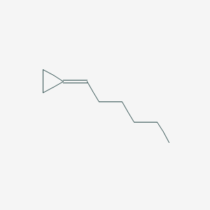 molecular formula C9H16 B14363891 Cyclopropane, hexylidene- CAS No. 91509-06-7