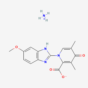 molecular formula C16H18N4O4 B1436394 Azanium;1-(6-methoxy-1H-benzimidazol-2-yl)-3,5-dimethyl-4-oxopyridine-2-carboxylate CAS No. 2227107-89-1