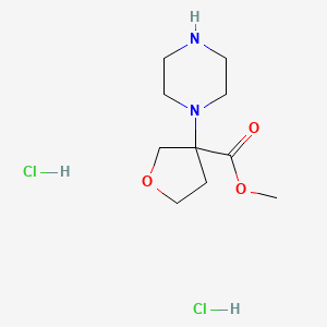 molecular formula C10H20Cl2N2O3 B1436399 Methyl 3-(piperazin-1-yl)oxolane-3-carboxylate dihydrochloride CAS No. 2059949-63-0