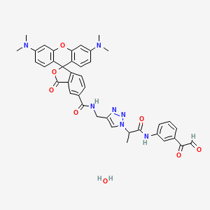 3',6'-Bis(dimethylamino)-3-oxo-N-((1-(1-oxo-1-((3-(2-oxoacetyl)phenyl)amino)propan-2-yl)-1H-1,2,3-triazol-4-yl)methyl)-3H-spiro[isobenzofuran-1,9'-xanthene]-5-carboxamide, monohydrate