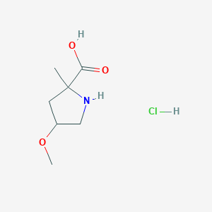 molecular formula C7H14ClNO3 B1436419 4-Methoxy-2-methylpyrrolidine-2-carboxylic acid hydrochloride CAS No. 2031259-19-3