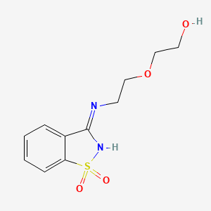 molecular formula C11H14N2O4S B1436436 2-{2-[(1,1-Dioxido-1,2-benzothiazol-3-yl)amino]ethoxy}ethanol CAS No. 296798-36-2