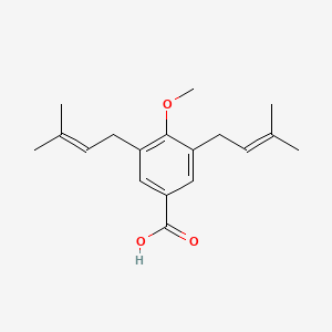 molecular formula C18H24O3 B14364543 4-methoxy-3,5-bis(3-methylbut-2-enyl)benzoic Acid CAS No. 91163-48-3