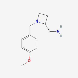 molecular formula C12H18N2O B1436462 {1-[(4-Methoxyphenyl)methyl]azetidin-2-yl}methanamine CAS No. 1996427-40-7