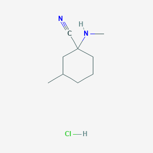 molecular formula C9H17ClN2 B1436464 3-Methyl-1-(methylamino)cyclohexane-1-carbonitrile hydrochloride CAS No. 2059941-71-6