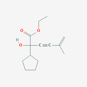 molecular formula C14H20O3 B14364756 Ethyl 2-cyclopentyl-2-hydroxy-5-methylhex-5-en-3-ynoate CAS No. 92956-96-2