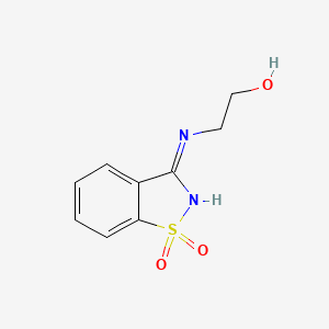 molecular formula C9H10N2O3S B1436482 2-[(1,1-Dioxido-1,2-benzothiazol-3-yl)amino]ethanol CAS No. 7677-49-8