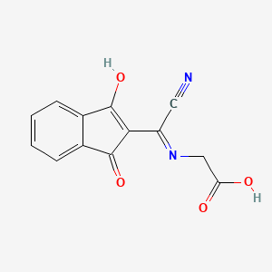 molecular formula C13H8N2O4 B1436485 2-{[cyano(1,3-dioxo-1,3-dihydro-2H-inden-2-yliden)methyl]amino}acetic acid CAS No. 117457-10-0