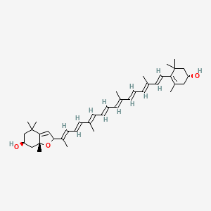 molecular formula C40H56O3 B1436488 (6S,7Ar)-2-[(2E,4E,6E,8E,10E,12E,14E,16E)-17-[(4R)-4-hydroxy-2,6,6-trimethylcyclohexen-1-yl]-6,11,15-trimethylheptadeca-2,4,6,8,10,12,14,16-octaen-2-yl]-4,4,7a-trimethyl-2,5,6,7-tetrahydro-1-benzofuran-6-ol CAS No. 31661-06-0