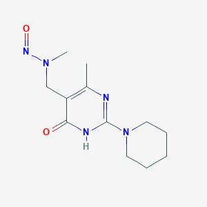 molecular formula C12H19N5O2 B14364972 N-methyl-N-[(4-methyl-6-oxo-2-piperidin-1-yl-1H-pyrimidin-5-yl)methyl]nitrous amide CAS No. 93002-45-0