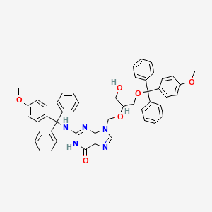 9-(((1-Hydroxy-3-((4-methoxyphenyl)diphenylmethoxy)propan-2-yl)oxy)methyl)-2-(((4-methoxyphenyl)diphenylmethyl)amino)-1H-purin-6(9H)-one