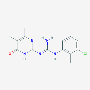 molecular formula C14H16ClN5O B1436512 N-(3-chloro-2-methylphenyl)-N'-(4,5-dimethyl-6-oxo-1,6-dihydropyrimidin-2-yl)guanidine CAS No. 488796-42-5