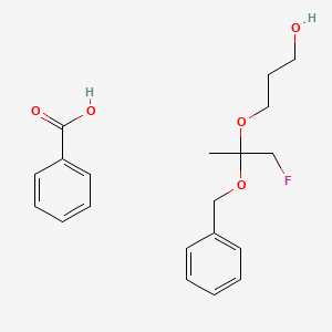 molecular formula C20H25FO5 B14365276 Benzoic acid;3-(1-fluoro-2-phenylmethoxypropan-2-yl)oxypropan-1-ol CAS No. 91922-69-9