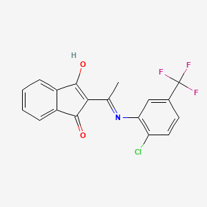 molecular formula C18H11ClF3NO2 B1436530 2-{1-[2-chloro-5-(trifluoromethyl)anilino]ethylidene}-1H-indene-1,3(2H)-dione CAS No. 843636-53-3