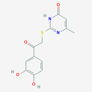 molecular formula C13H12N2O4S B1436536 1-(3,4-Dihydroxyphenyl)-2-[(4-hydroxy-6-methylpyrimidin-2-YL)thio]ethanone CAS No. 429649-34-3