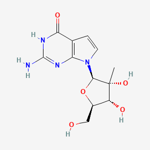 molecular formula C12H16N4O5 B1436551 2-Amino-7-((2R,3R,4R,5R)-3,4-dihydroxy-5-(hydroxymethyl)-3-methyltetrahydrofuran-2-yl)-3H-pyrrolo[2,3-d]pyrimidin-4(7H)-one CAS No. 443642-38-4