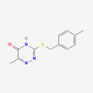 molecular formula C12H13N3OS B1436571 6-Methyl-3-[(4-methylbenzyl)thio]-1,2,4-triazin-5(2H)-one CAS No. 872629-58-8