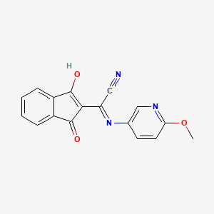 molecular formula C17H11N3O3 B1436577 2-(1,3-dioxo-1,3-dihydro-2H-inden-2-yliden)-2-[(6-methoxy-3-pyridinyl)amino]acetonitrile CAS No. 946386-28-3