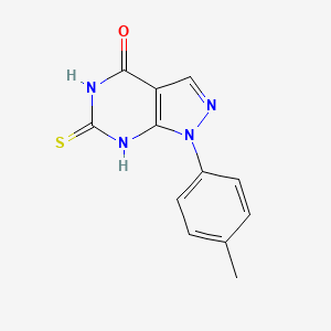 molecular formula C12H10N4OS B1436592 6-mercapto-1-(4-methylphenyl)-1,5-dihydro-4H-pyrazolo[3,4-d]pyrimidin-4-one CAS No. 923784-01-4
