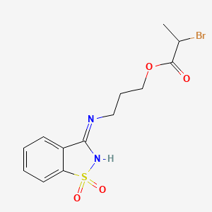 molecular formula C13H15BrN2O4S B1436599 3-[(1,1-Dioxido-1,2-benzisothiazol-3-YL)amino]propyl 2-bromopropanoate CAS No. 591213-01-3